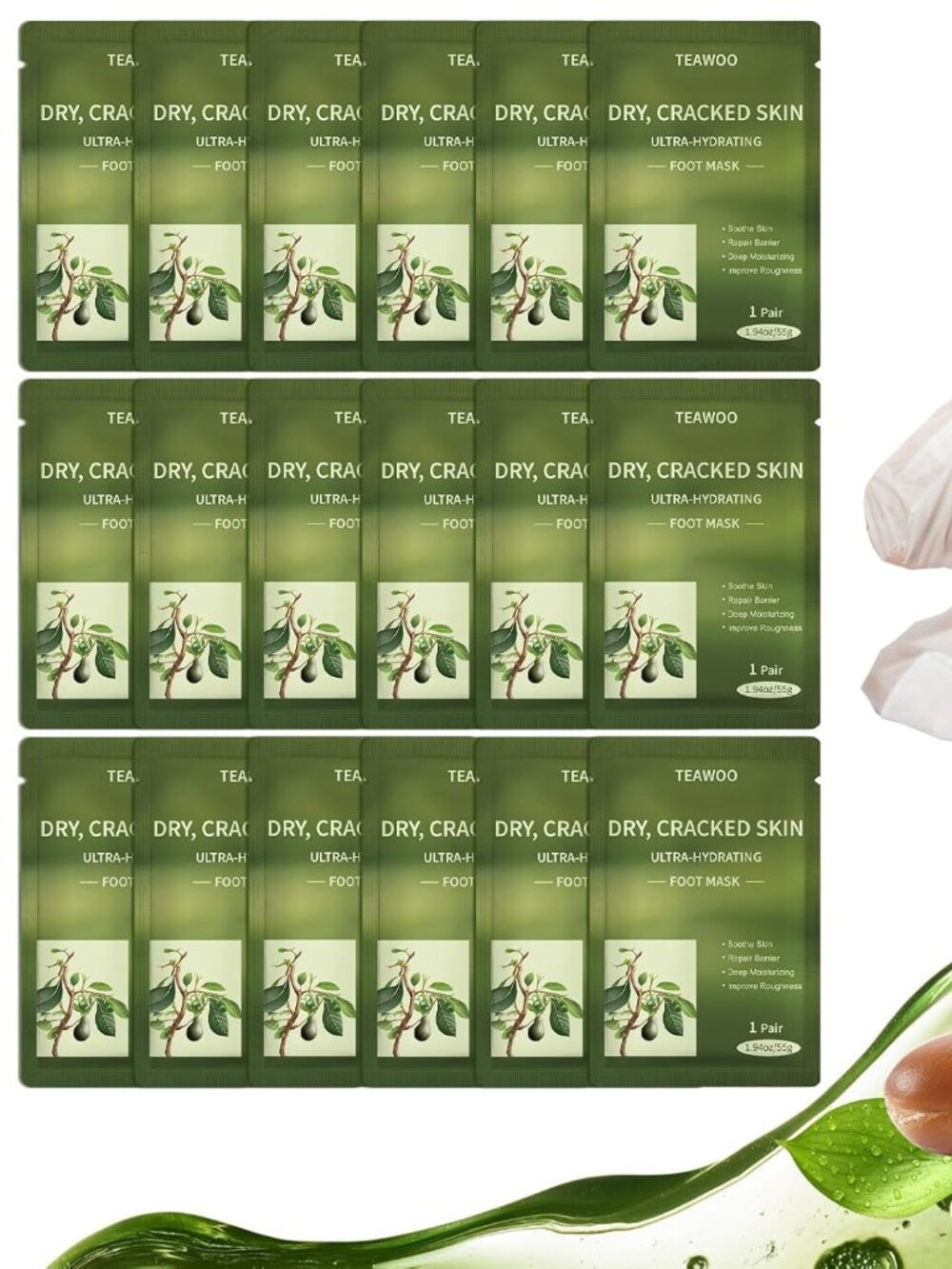 TEAWOO 1 Pair Moisturizing Intensely Hydrating Foot Masks for Cracked Heel